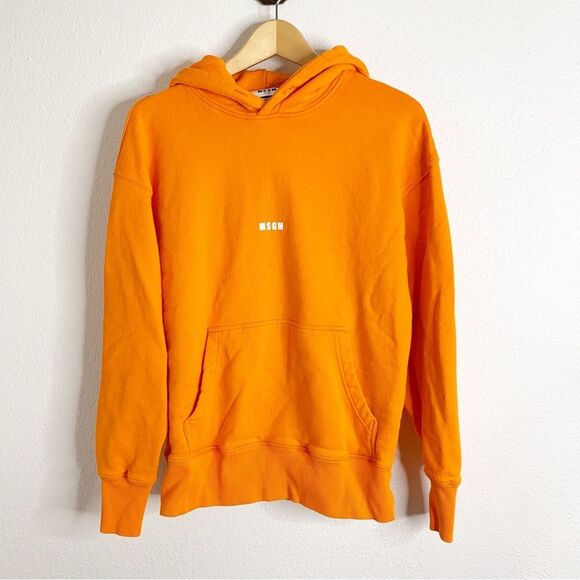 MSGM Mens Orange Hoodie Sweatshirt Extra Small - Picture 2 of 6
